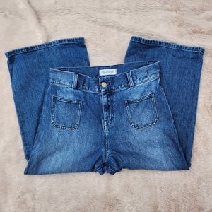 Madewell High Waisted Cropped Wide Leg Jeans Size 27 Medium Wash